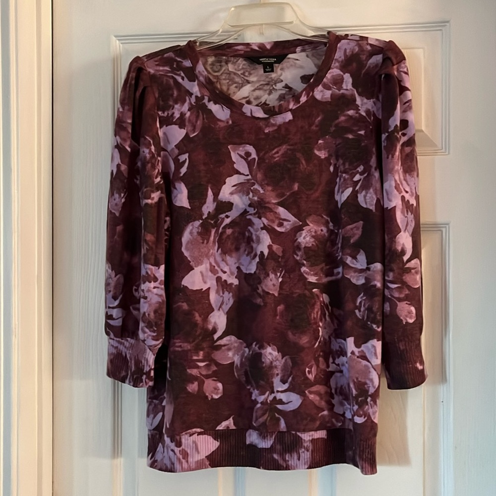 SIMPLY VERA WANG Floral Sweater L EUC